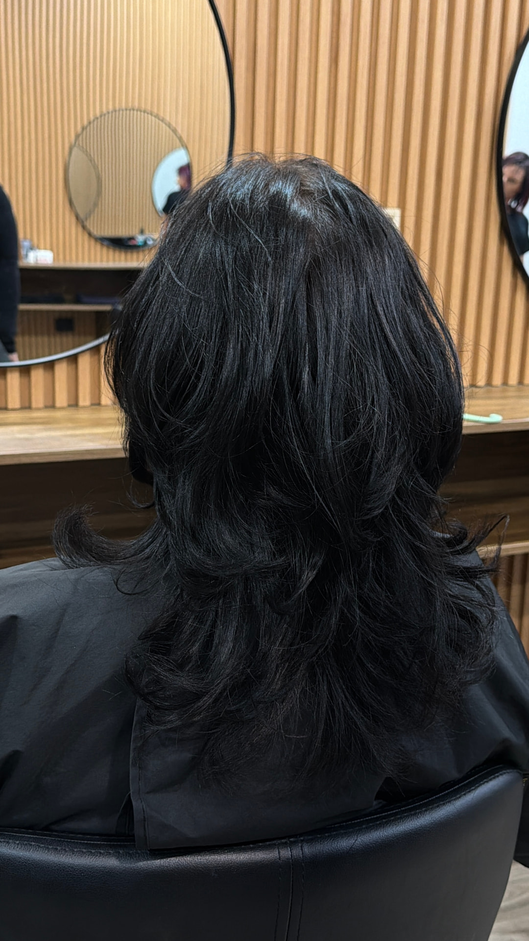 Healthy shiny layered blow-dry finish at JMD Hair Art